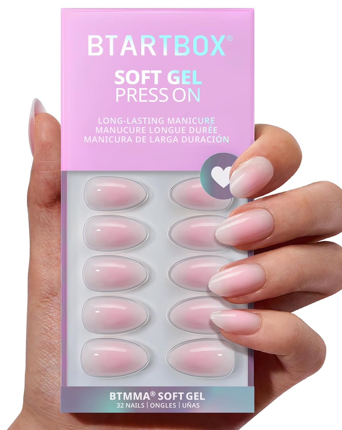 Press On Nails - Chrome Cat Eye Almond Design | 32 Piece Soft Gel Nail Kit in 16 Sizes