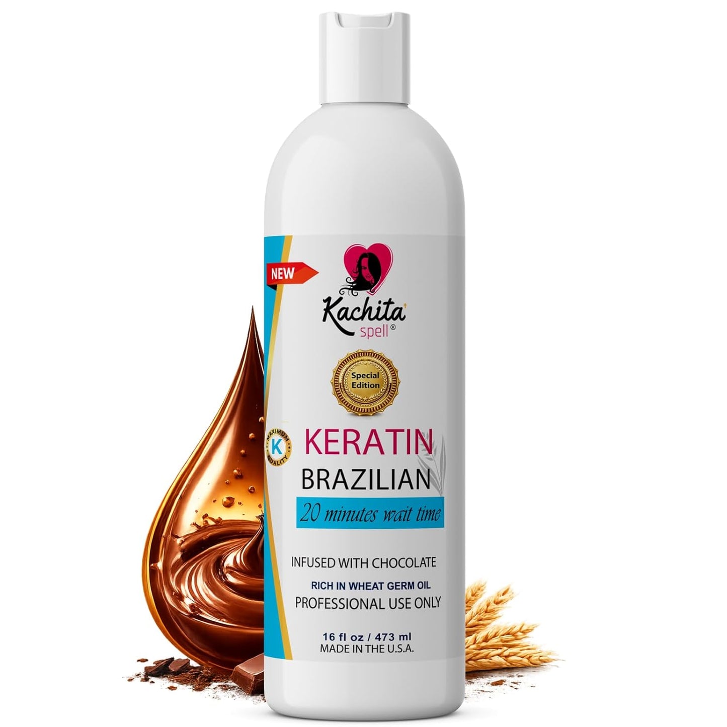 Kachita Spell Brazilian Keratin Hair Straightening Treatment - Lasts 18 Weeks | Chocolate & Argan Oil, 16 fl oz