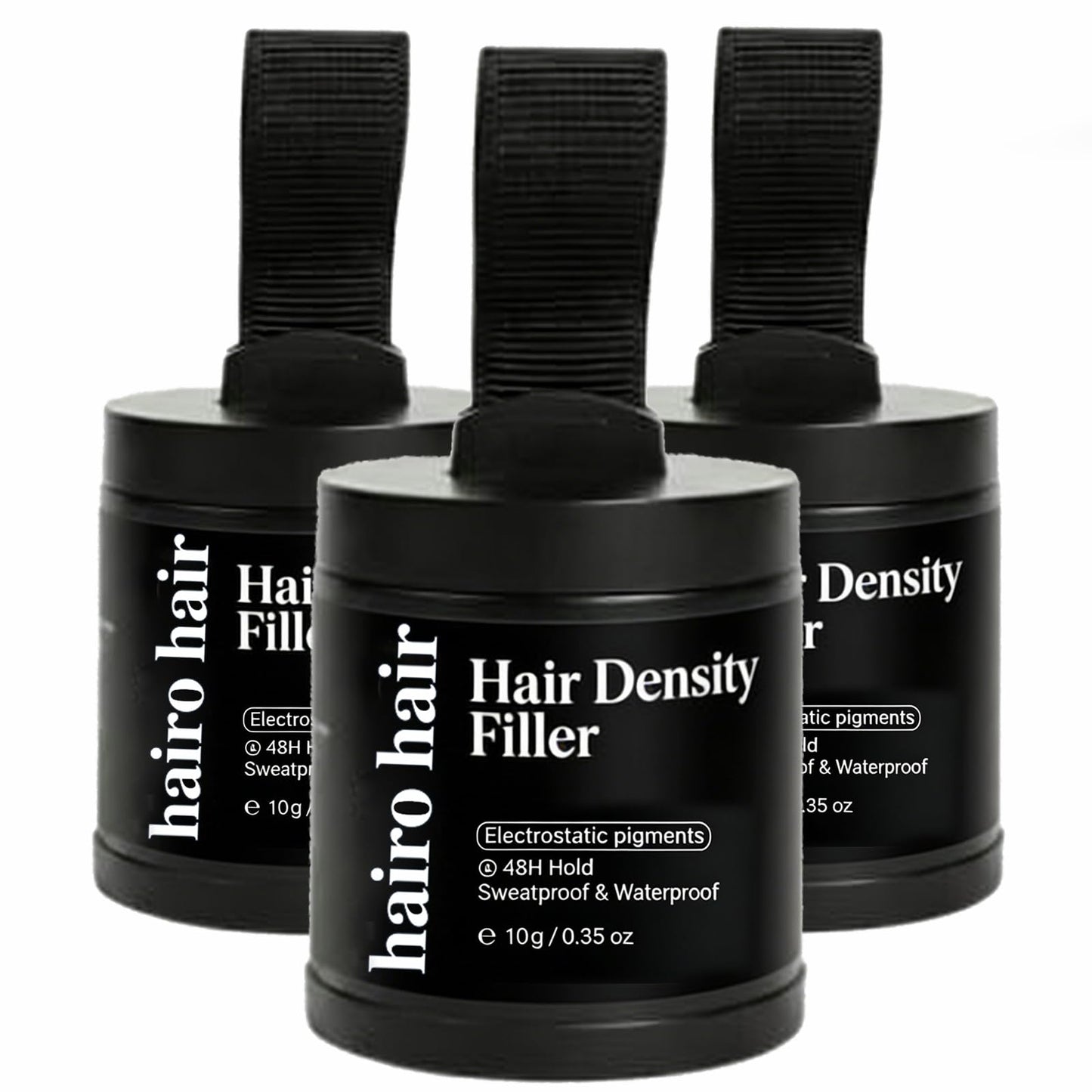 Hair Density Filler - 24-Hour Stain-Proof Hairline Powder for Bald Spot Concealing & Gray Root Touch Up, Instant Invisible Coverage for Men & Women, Waterproof, 10-Second Application (Black*3)