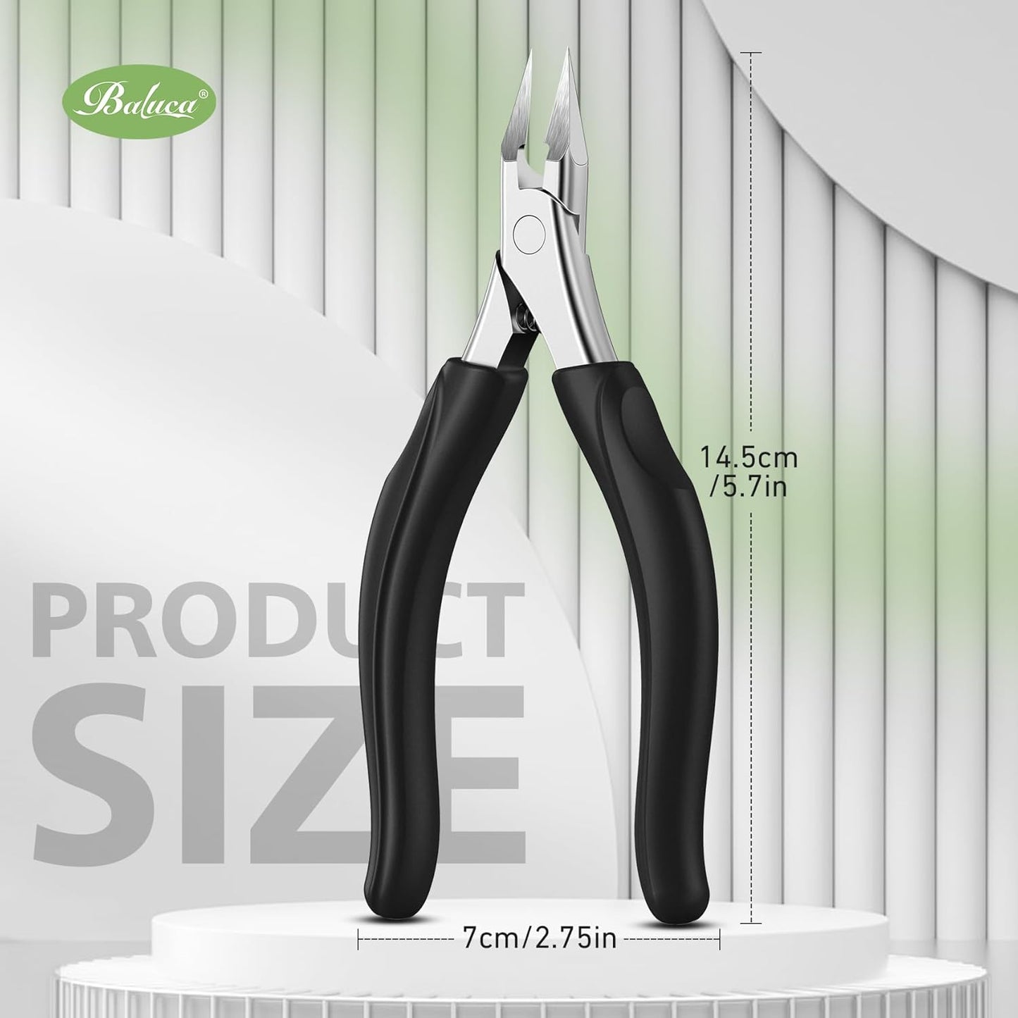 Professional Straight Edge Toenail Clippers - Heavy Duty Long Handle for Thick Nails & Ingrown Toenails | Precision Pain-Free Grooming, Black