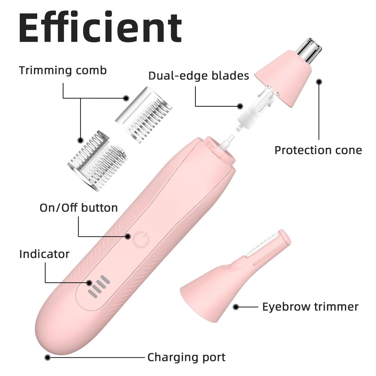 Setonia Ear and Nose Hair Trimmer for Men Women, Eyebrow and Facial Hair Trimmer with Powerful Motor and Dual-Edge Blades Rechargeable Painless 2 in 1 Metal Trimming Tool (Gold)