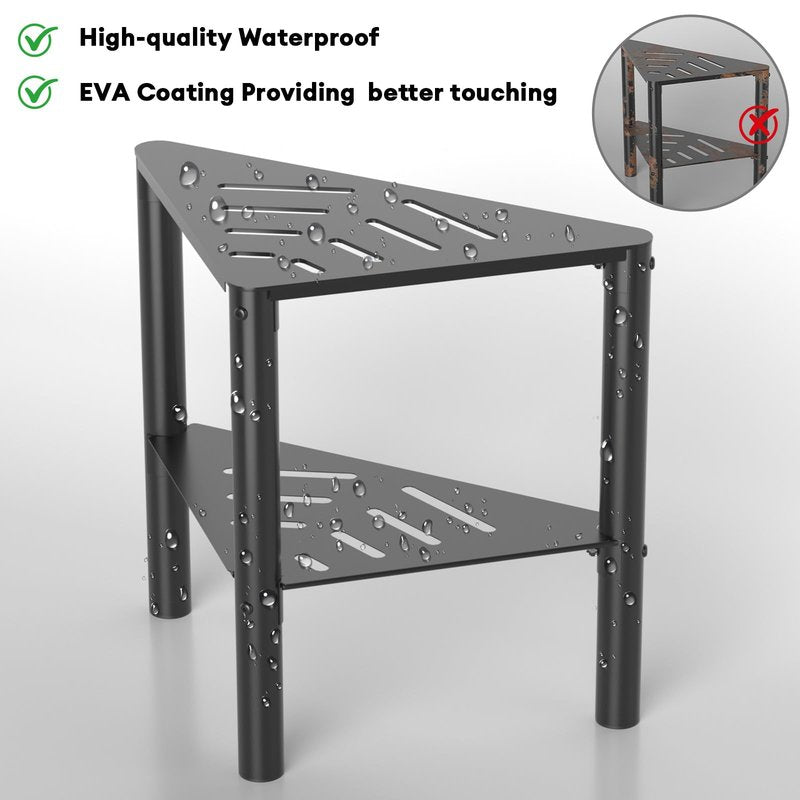 YAJONUE Shower Stool for Shaving Legs, Shower Step Stool for Inside Shower, Non-Slip Spa Shower Foot Rest Stool, Corner Bathroom Shower Bench Bath Seat with Storage Shelf for Small Shower Spaces