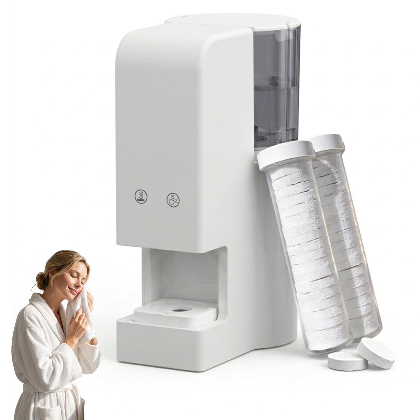 Automatic Hot Towel Dispenser, Hot Face Towel Dispenser, 131 °F Adjustable Constant Temperature, Disposable Towel Heating Machine, Smart Voice Alerts for Bathrooms, and Homes (White)