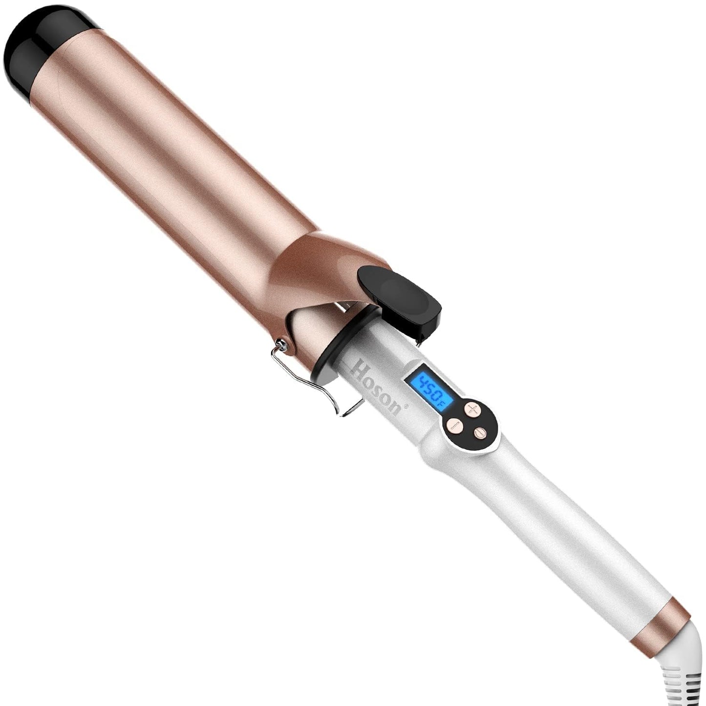 Curling Iron - 2 Inch Large Barrel Dual Voltage Ceramic Tourmaline Wand with LCD Display & Glove Included