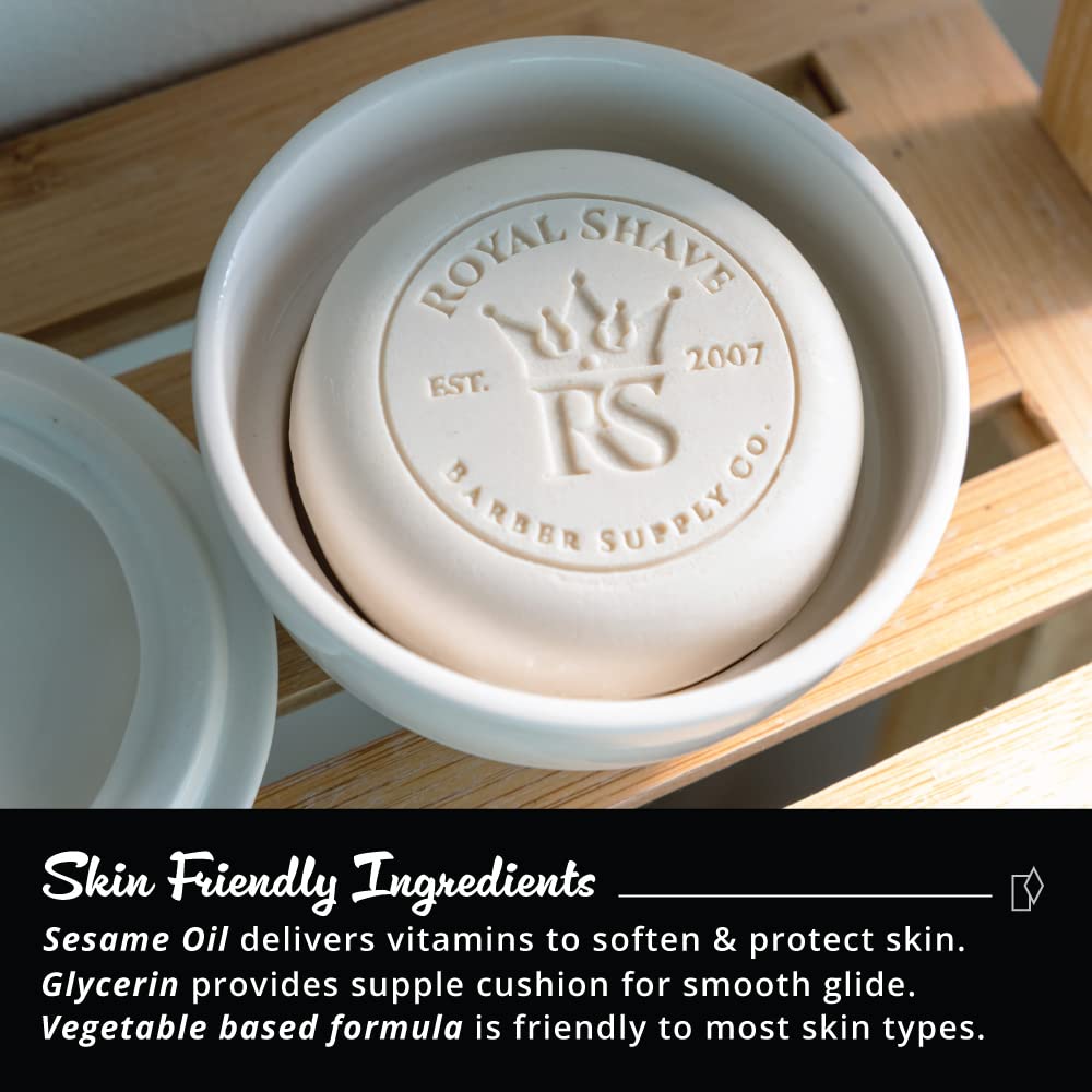 Royal Shave Luxury Hard Shaving Soap Puck Refill, Lemon Sandalwood Scent, Rich Lather Traditional Wet Shave Soap for Men (Made in Germany) 3.5 oz
