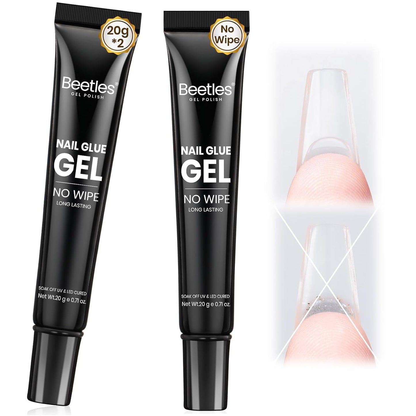 Beetles Gel Nail Kit - Medium Square Half Matte Gel Tips with Dehydrator & Primer | Easy DIY Acrylic Extension Set for Women