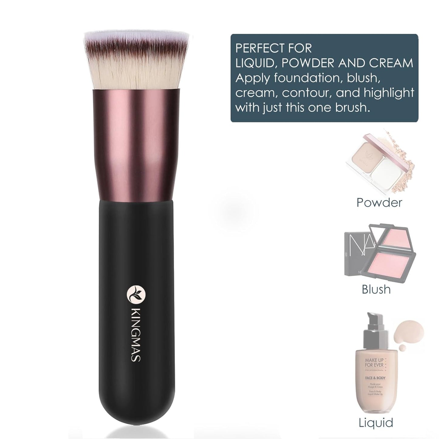Flat Top Foundation Brush - Premium Kabuki Makeup Brush for Liquid & Cream | Black, A (Flat Top)