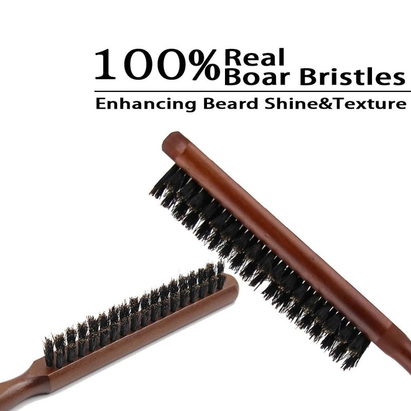 Men's Wood Hair and Beard Brush – Soft Boar Bristles – Massages and Exfoliates Skin and Scalp – Ideal Men's Grooming Accessory