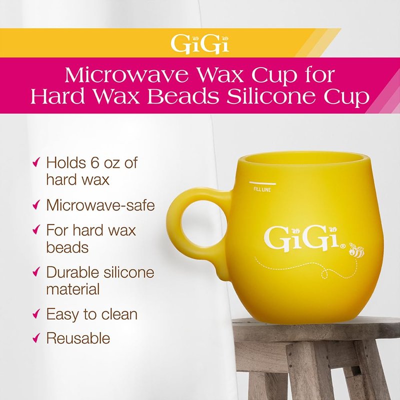 GiGi Microwave Wax Cup - Reusable Silicone Container Wax Warmer Cup for Hard Wax Beads, At-Home Hair Removal for Face & Body Waxing