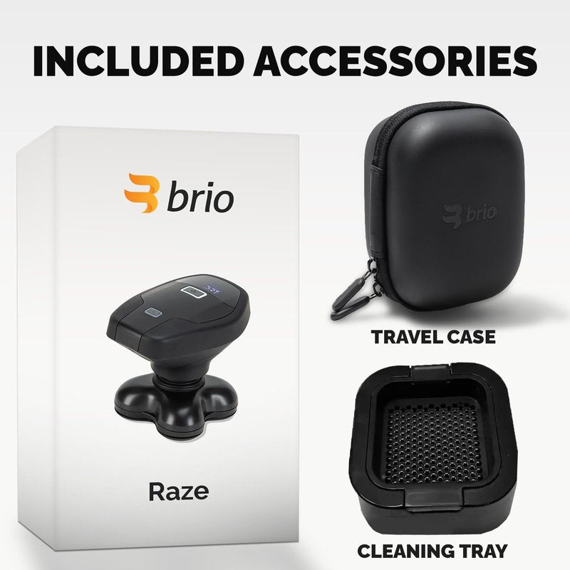 Brio Raze Head Shaver 2.0 for Bald Men, Cordless 5-in-1 Electric Razor, Mens Grooming Kit & Bald Head Shavers for Men, Rotary Shaver for Smooth Shave (Black)