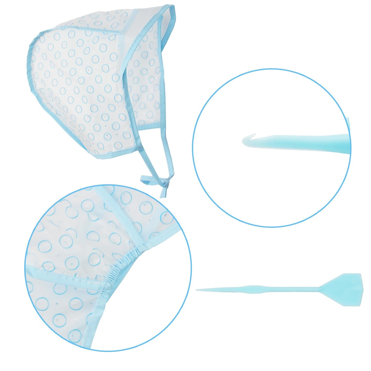 Hair Highlighting Cap - Blue Hair Coloring Frosting Kit with Plastic Crochet Hook for DIY Salon Hair Dyeing