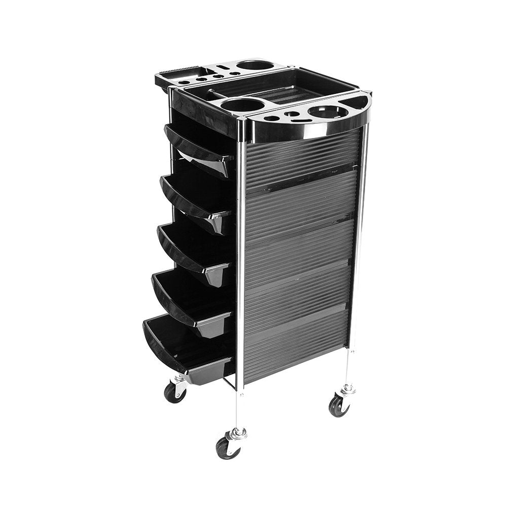 Salon Trolley Cart for Salon Station,Hair Salon Beauty Storage Car,5-Tiers Removable Hairdresser Beauty Storage Trolley,Space Saving Salon Rolling Cart (ABS & Stainless Tube Pole & Rubber Castor)