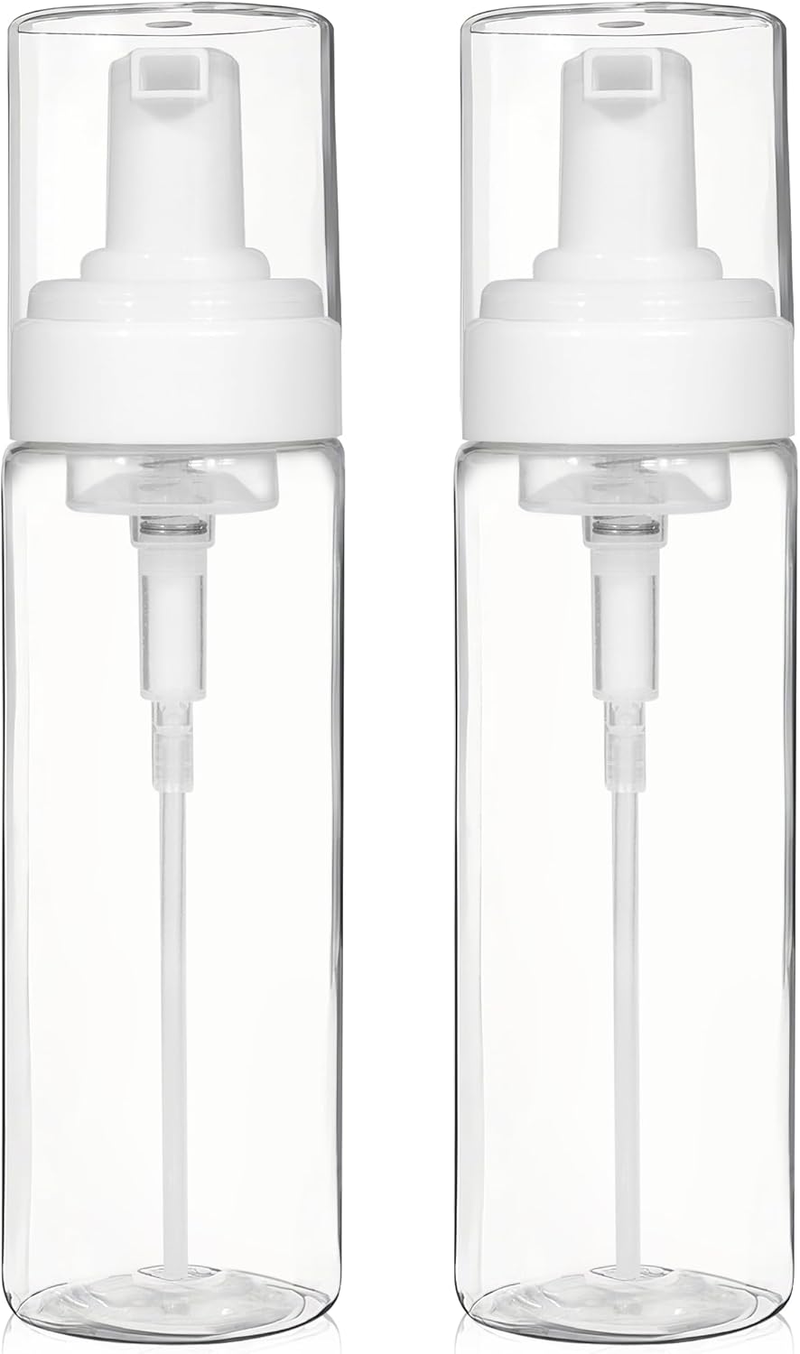 Foam Pump Bottle Set - 2PCS Travel Size Dispenser for Hand Soap, Body Wash & Shampoo | 200ml/7oz