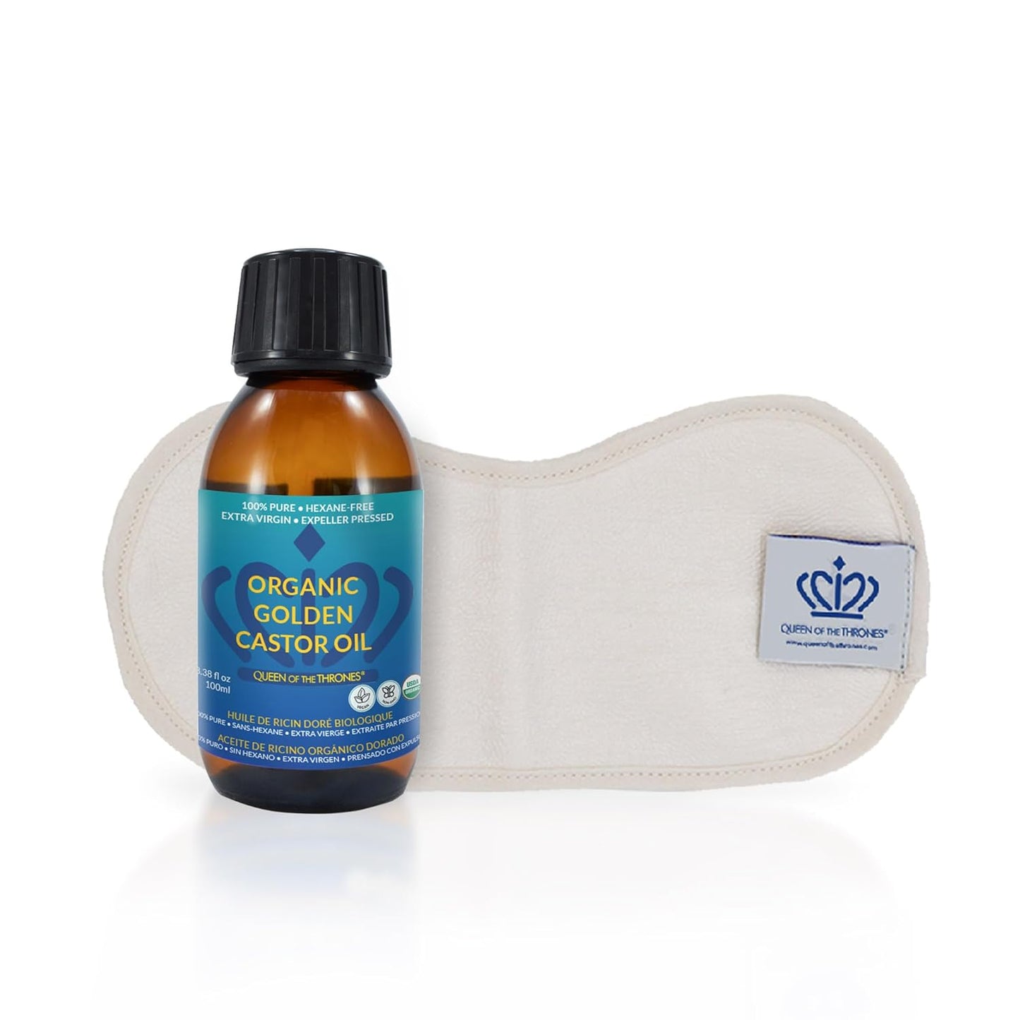 Castor Oil Pack for Neck - Reusable Organic Cotton Flannel | Naturopathic Doctor Designed
