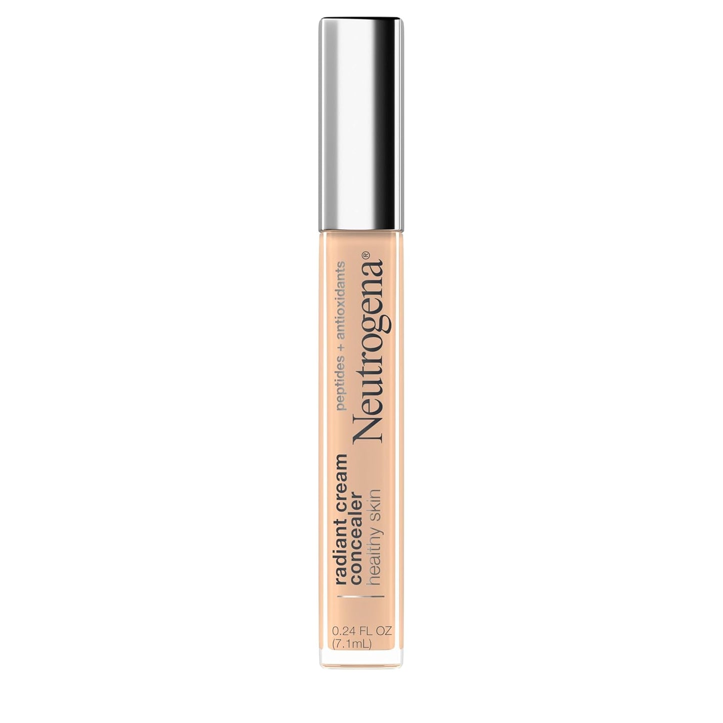 Neutrogena Radiant Brightening Cream Concealer - Lightweight, Non-Comedogenic, Peptides & Vitamin E | Cashew Light/Medium 03, 0.24 oz