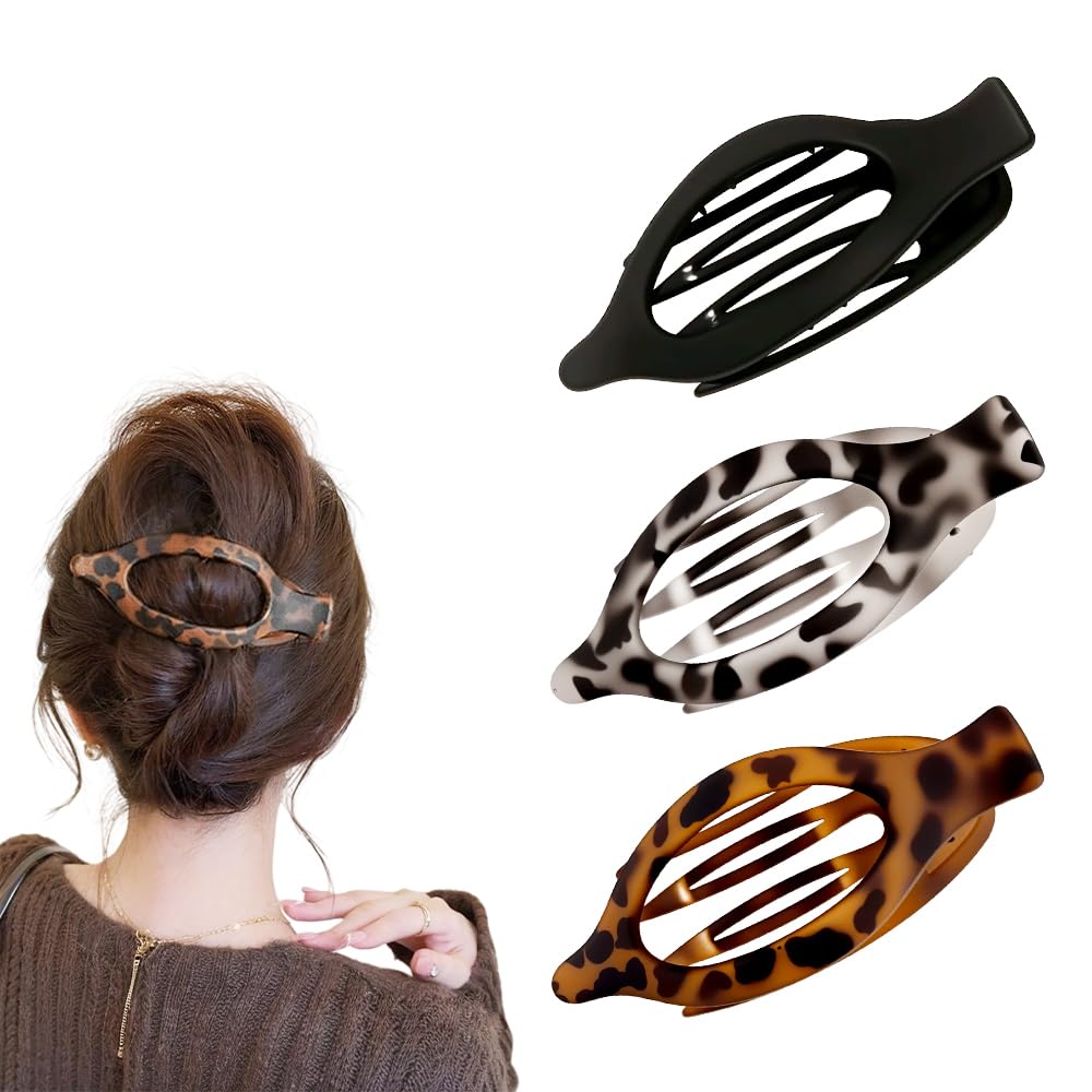 Flat Hair Clips for Women - No Slip French Claw Clips | 3-Piece Set for Thick or Thin Hair
