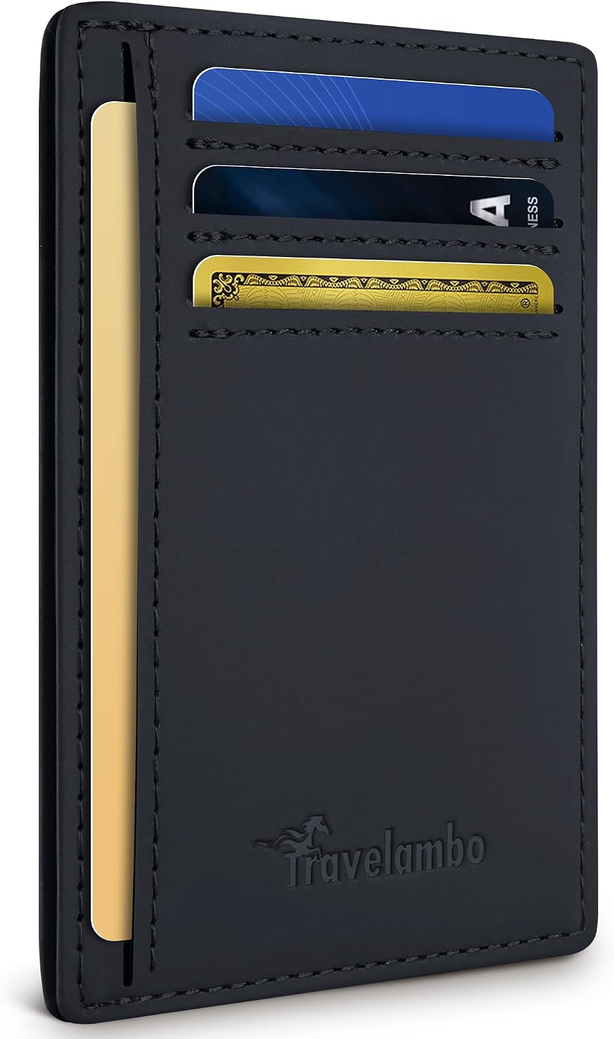 Minimalist Leather RFID Blocking Slim Wallet - Medium Size for Front Pocket Use