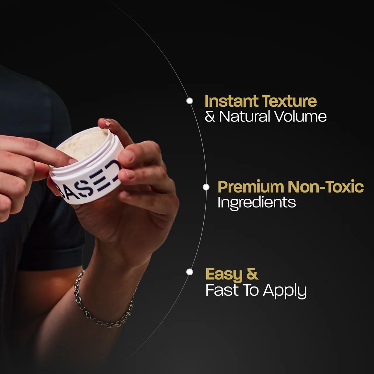 BASED Hair Clay for Men - Strong Hold Texturizing Styling Clay | Santal Sandalwood Fragrance, 3oz