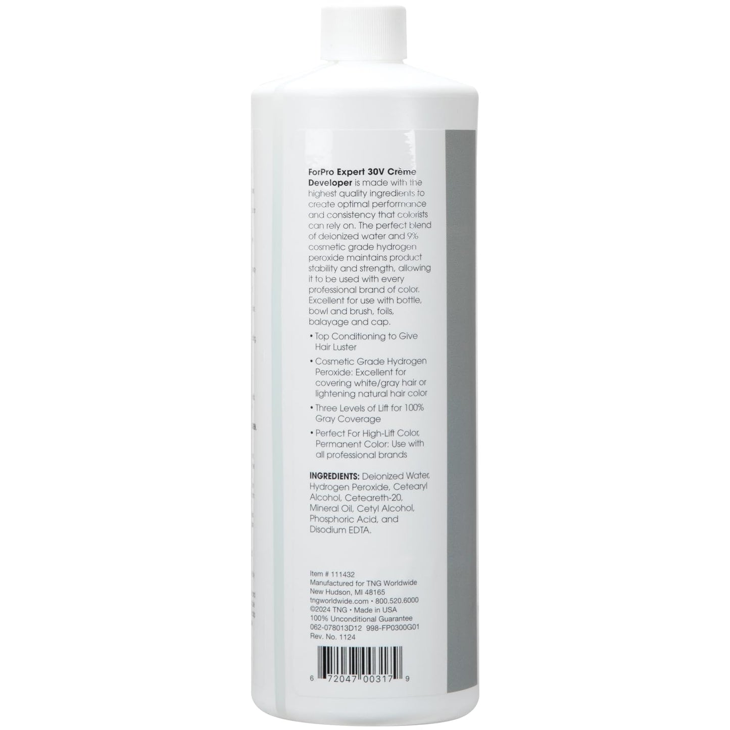 ForPro Expert 30 Volume Crème Developer, 32 Fl Oz – for Hair Lightening, Gray Coverage & Color Deposit with Extra Lift