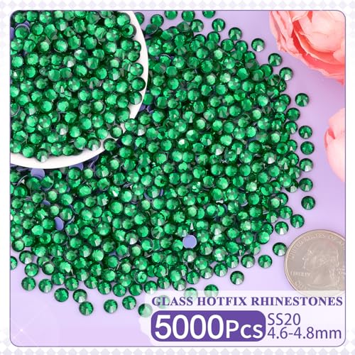 TINKRSTUFF Emerald Green SS20 Hotfix Rhinestones 5000pcs for Clothing & Crafts