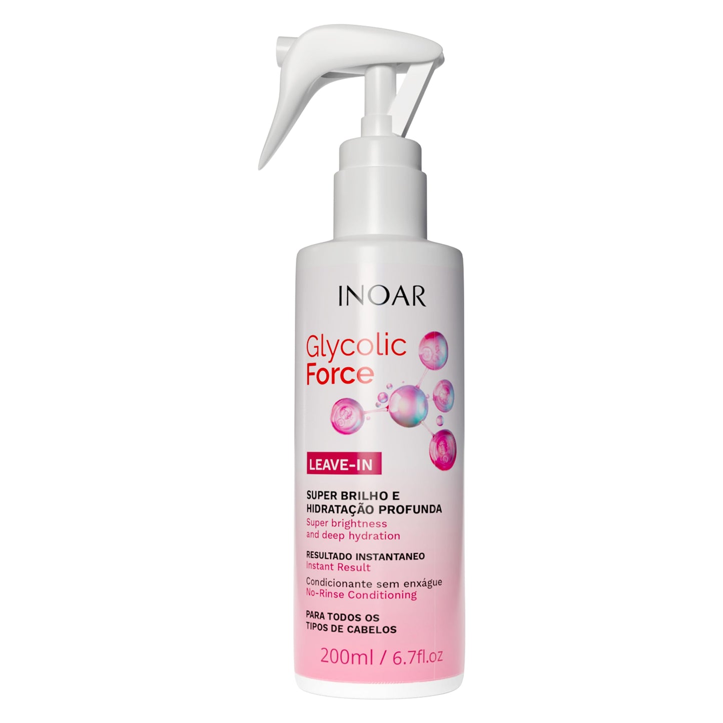 INOAR Glycolic Force Leave-In Conditioning Treatment for Deep Repair & Moisture, 6.8 fl oz