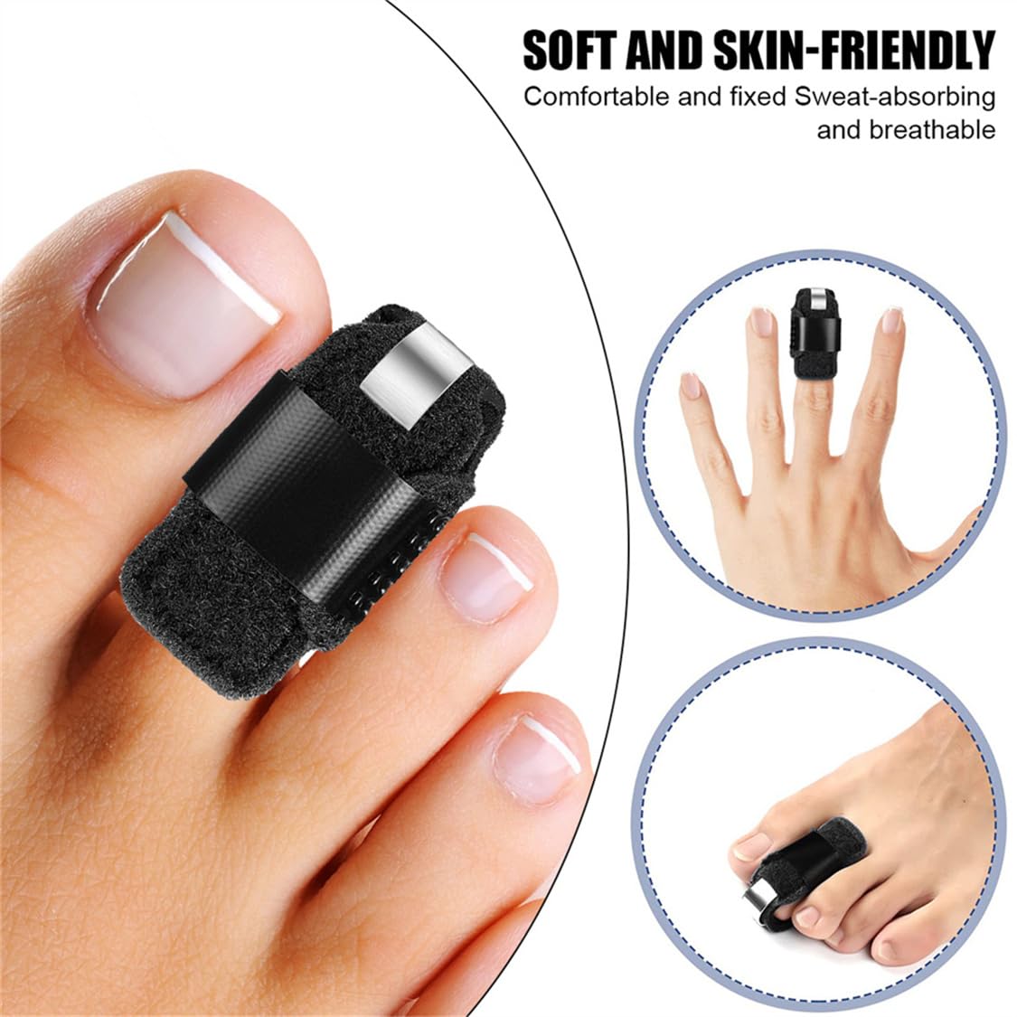Toe Splints for Straightening Toes Straightener Adjustable Toe Corrector Brace for Men Women Toe Injuries Fractures Sprains 2Pcs