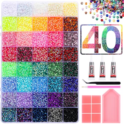 34000 Pcs 40-Color Resin Rhinestone Bedazzling Kit with B7000 Glue