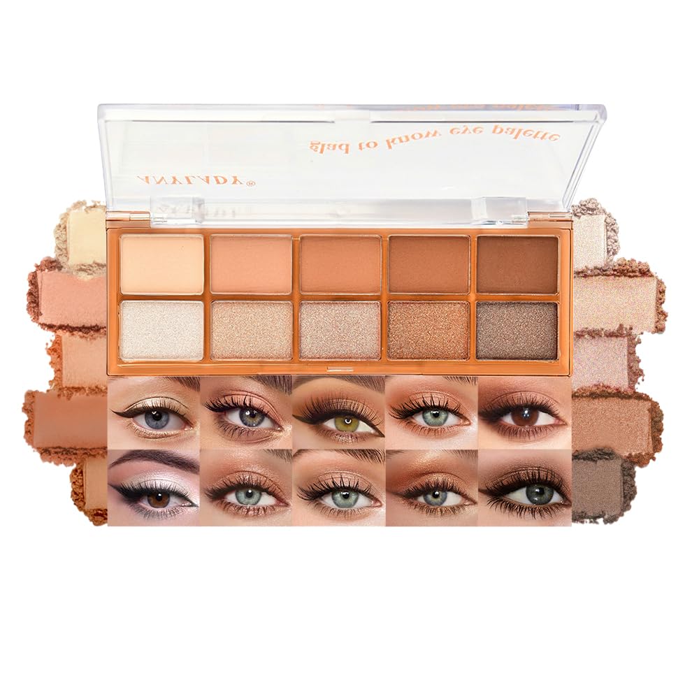 Warm Neutral Nude Eyeshadow Palette - Matte & Shimmer, High Pigment | Mini Everyday Makeup for All Eye Colors
