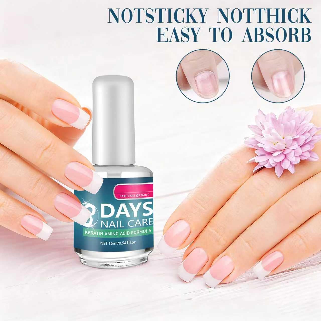 Keratin Nail Treatment - Strengthening & Hydrating for Dry, Weak Nails | 3-Day Repair Formula