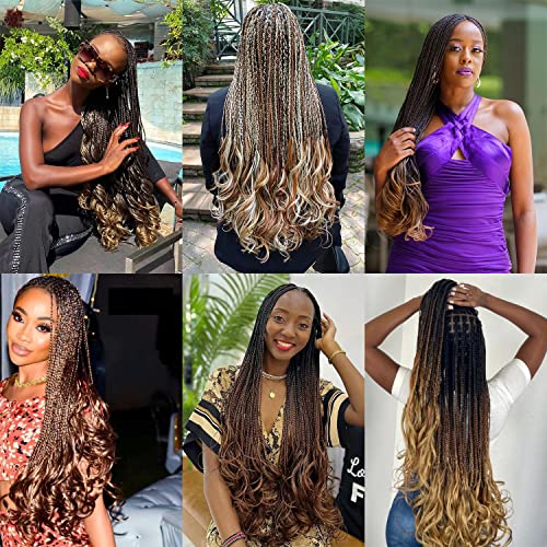 COOKOO 18 Inch Black French Curl Braiding Hair, 9 Packs