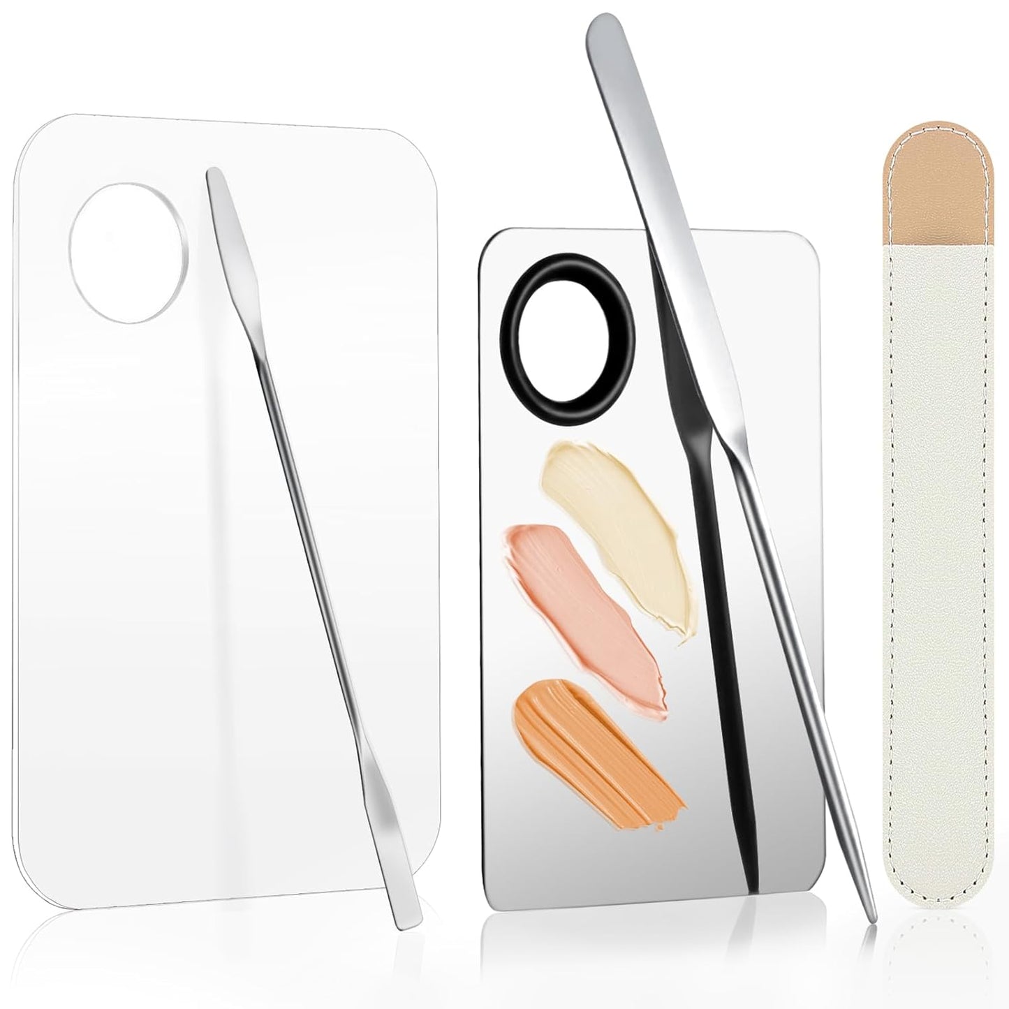 Professional Makeup Spatula Set - 5pcs Stainless Steel Palette for Foundation, Acrylic Cosmetic Tools | Reusable Beauty Accessories