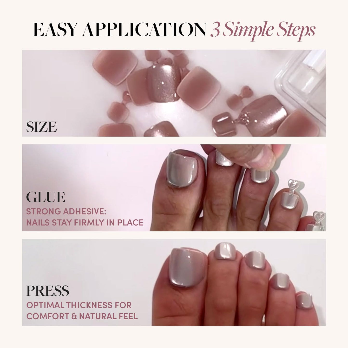 Glamnetic Press On Toenails - Classic White French Tip Fake Toe Nails | 16 Sizes, Glossy Finish, 32 Nail Kit with Glue