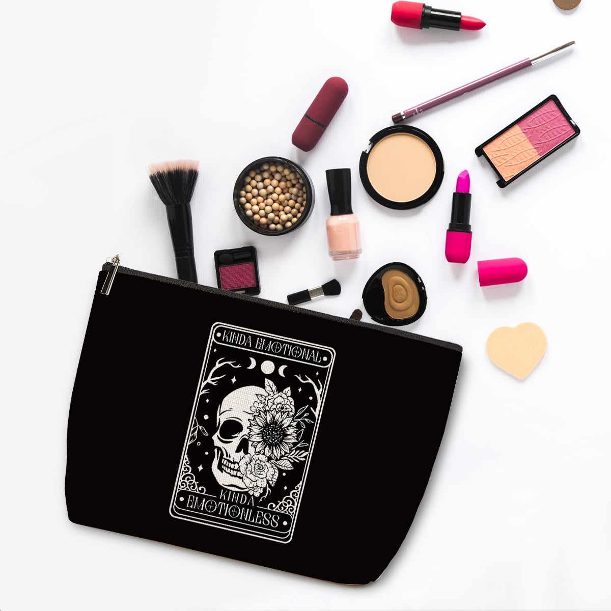 ZHAMEN Goth Gifts Funny Skeleton Skull Makeup Bag Gothic Cosmetic Bag