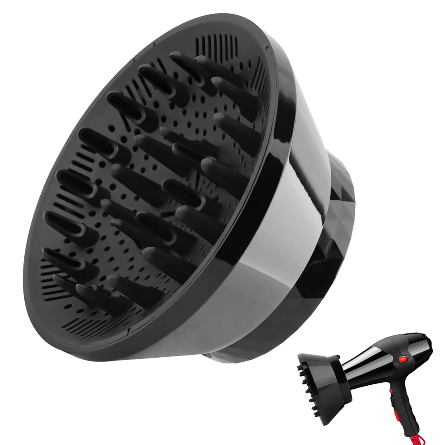 Hair Dryer Diffuser Attachment for Curly & Wavy Hair - Adjustable 1.4 to 3.2 Inch | Black