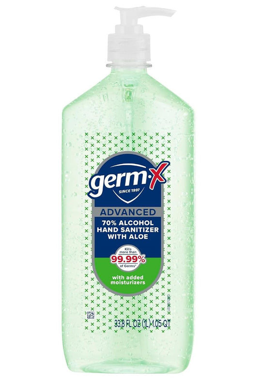 Germ-X Advanced Hand Sanitizer - Aloe & Vitamin E Moisturizing Gel | 1 Liter Pump Bottle
