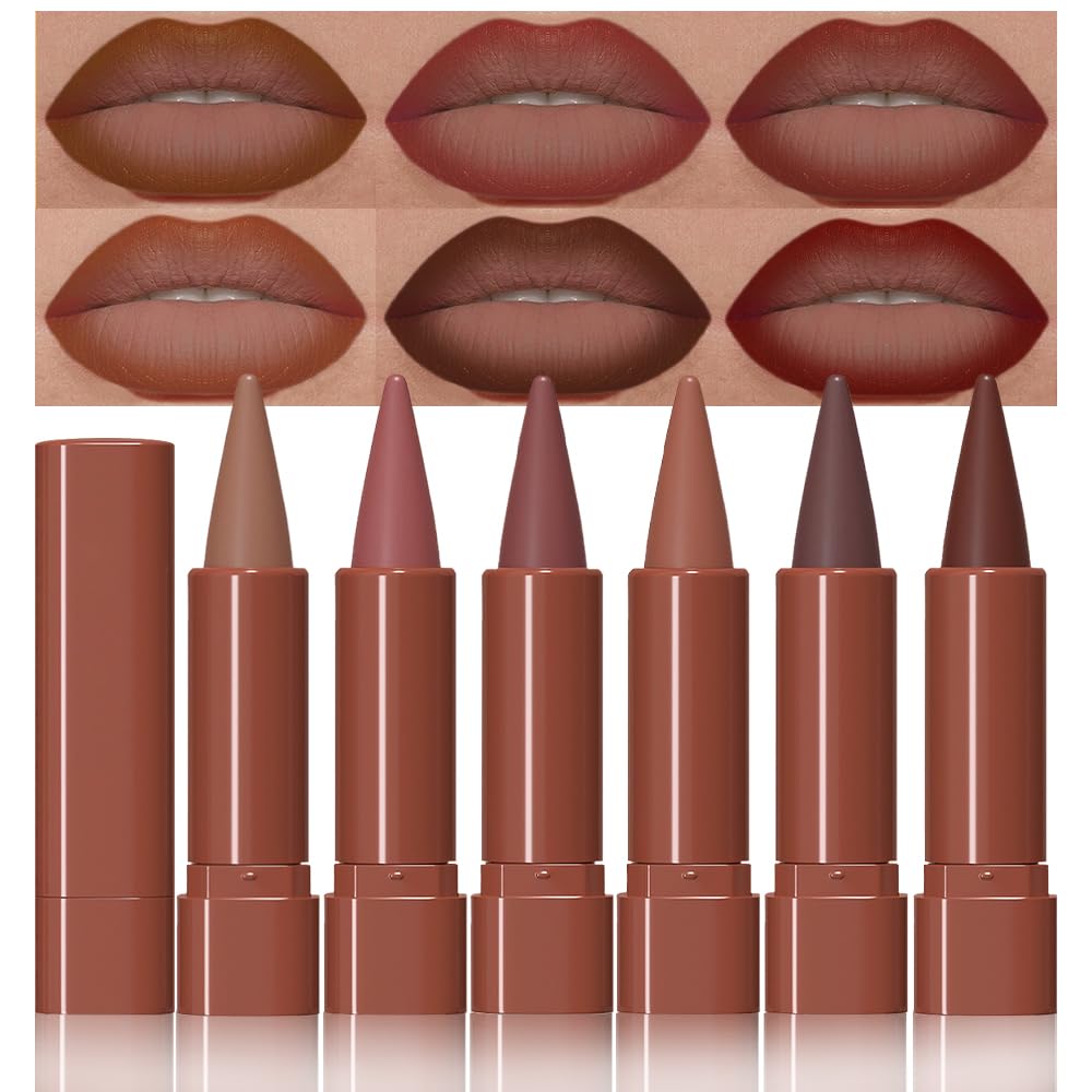 BINGBRUSH 2-in-1 Gradient Lip Liner & Lipstick Combo - Matte Waterproof Lip Pencil Set | Smudge-Proof Ombre Contour (6 Colors)