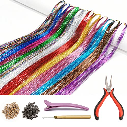 ONROCL Hair Tinsel Kit - 18 Colors, 3600 Strands with Tools & Beads