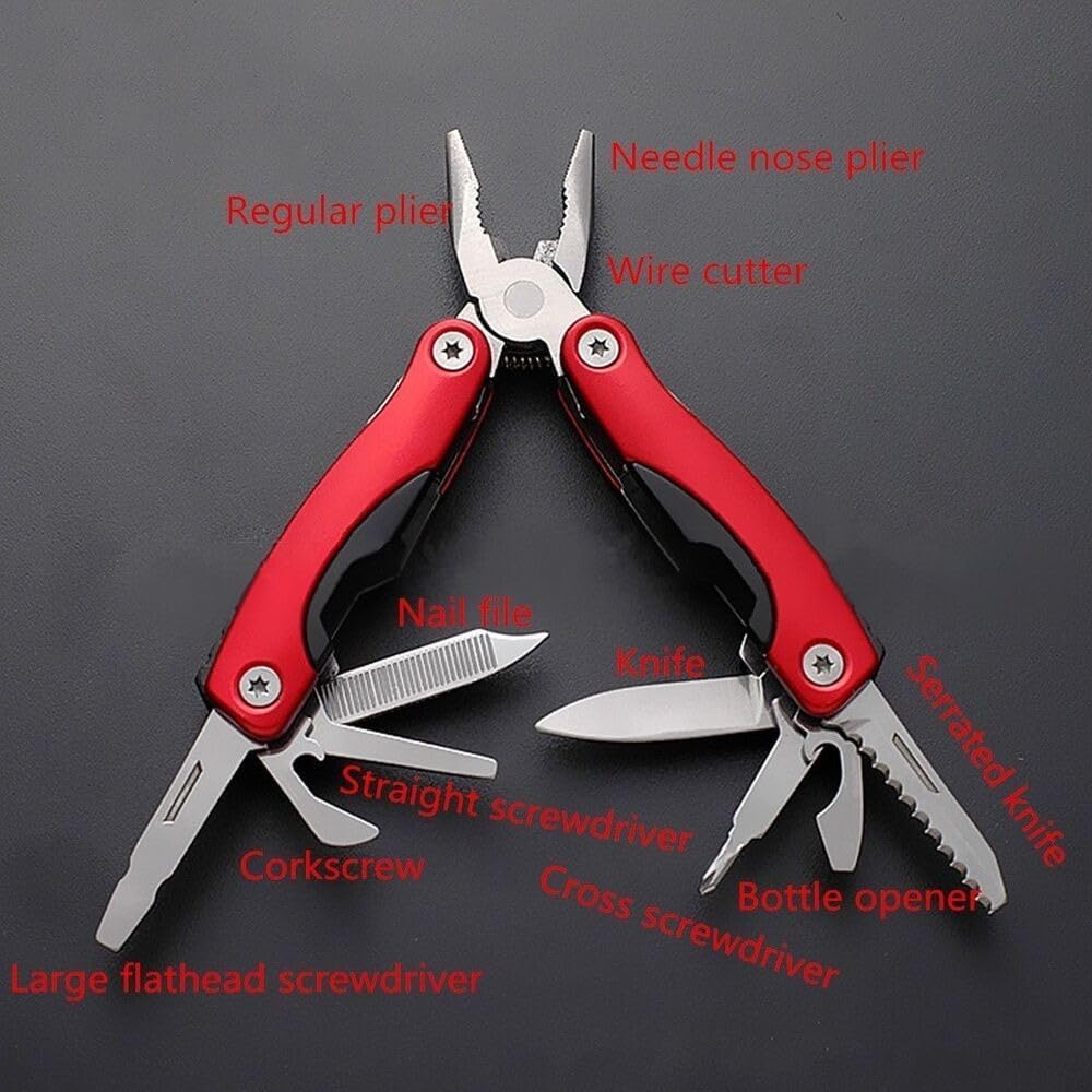 9-In-1 Stainless Steel Portable Multi Tool Plier - Essential Camping Gear & Survival Accessories