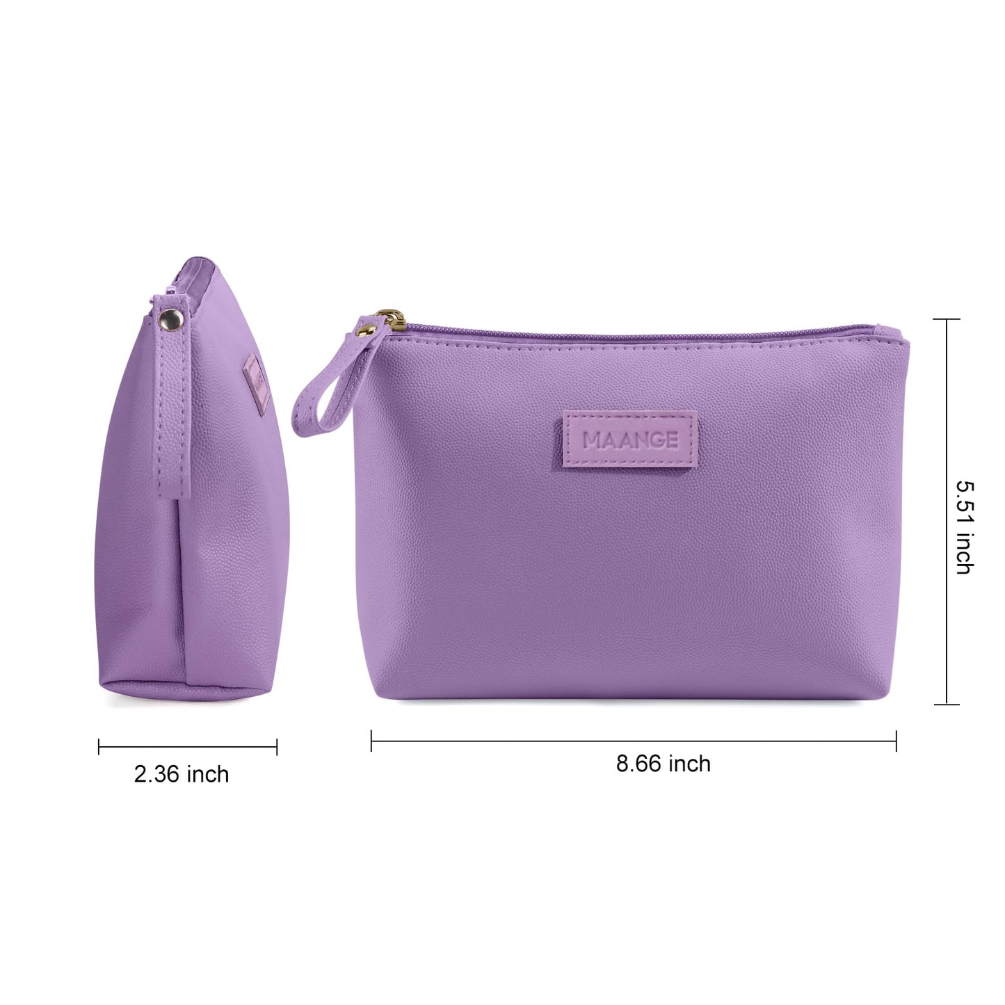MAANGE Cosmetic Bags for Women Small Makeup Bag for Purse Pu Leather Makeup Pouch Travel Makeup Bag with Zipper Make Up Bag for Travelling (Purple)