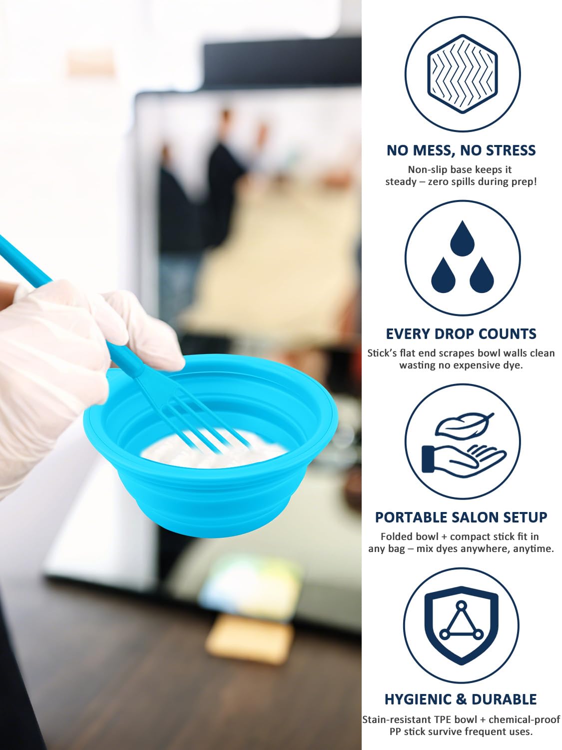 19PCS Hair Bleach Highlighting Kit - Complete Home Salon Set with Dye Brush, Bowl, Gloves & Frosting Cap | Blue