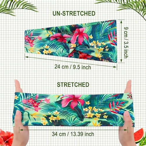 Jutom 10 Pcs Boho Hawaiian Headbands for Women, Wide Floral Beach Hair Wraps