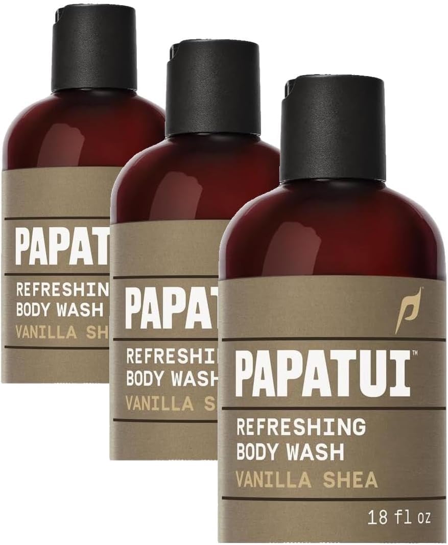 PAPATUI Refreshing Body Wash for Men - Exfoliating & Hydrating Coconut Oil Formula | Vanilla Shea | 28 oz