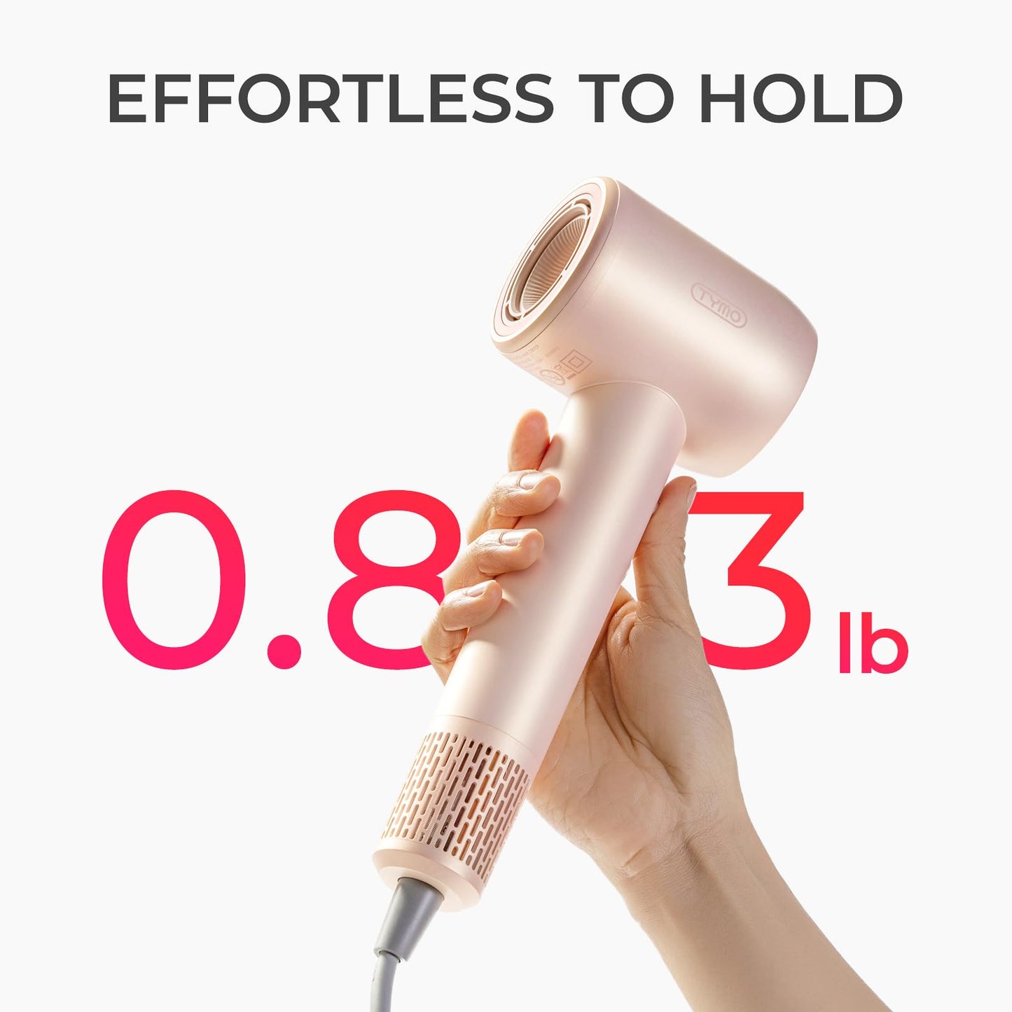 TYMO Ionic Hair Dryer for Women, High Speed Travel Blow Dryer for 5X Faster Drying & 0 Damage, Professional Portable Quiet Hairdryer with 400M Negative Ions, 4 Temps& 2 Speeds, 110,000 RPM, Grey