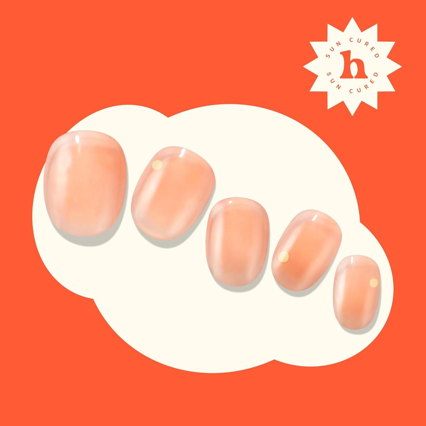 Heyhae Semi Cured Gel Nail Strips - Easy Apply, No LED Lamp Needed | Summer Solid Orange | 28 Strips & Nail Tools Included