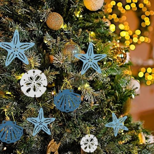 36Pcs Wooden Beach Ornaments - Starfish & Shells for DIY Decor