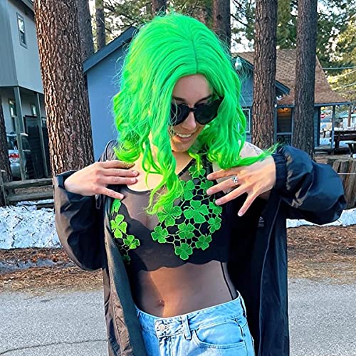 Ruina 14'' Green Short Curly Wavy Bob Wig - Synthetic Party Hair