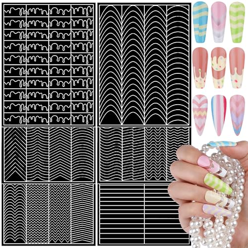 Umillars French & Milk Nail Stickers Set - 6 Sheets Transparent Nail Tips Guides