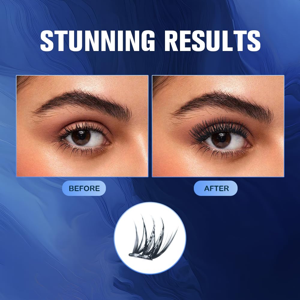Self-Adhesive Eyelash Clusters - Natural Wispy Press-On Lashes | Reusable, No Glue Needed