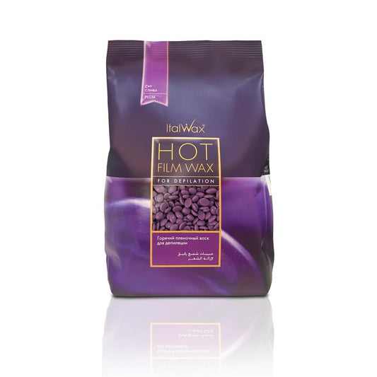 Italwax Classic Line Plum Hard Wax Beads 2.2 lb (1 kg) – Long Setting Stripless Wax for Beginners & Large Areas – Made in Italy