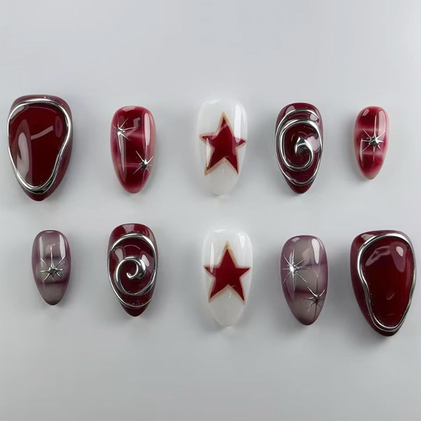 Handmade Press-On Nails - 30 Pcs Medium Almond Shape 3D Flower Design | Reusable Acrylic in Nude & White
